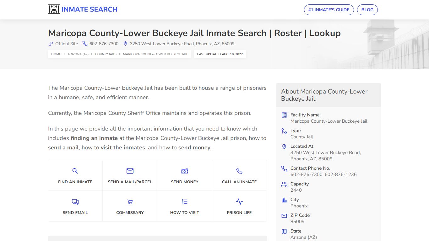 Maricopa County-Lower Buckeye Jail Inmate Search | Roster ...